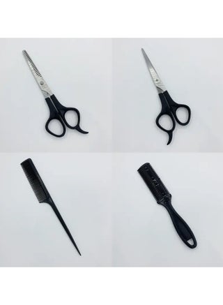 4pcs مجموعة أدوات تصفيف الشعر الاحترافية-بما في ذلك مقص قص الشعر وممشط ومقص رقيق لقص الشعر المثالي والتخفيف - view 5