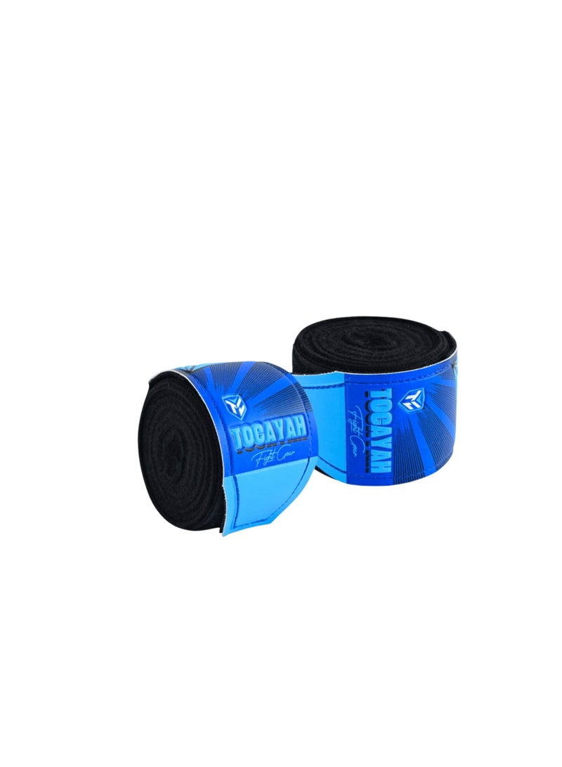 TOCAYAH Dragons Boxing Hand Wraps | 4–6M Cotton Nylon Hand Wraps for Boxing, MMA & Muay Thai | Wrist Support & Knuckle Protection Training Wraps with Dragon Design (Black Blue, 4M) - Image 1