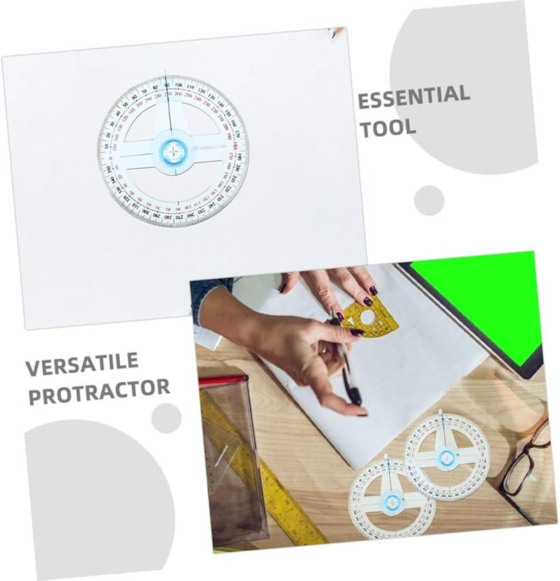 6Pcs Clear Plastic Geometric Protractors with Rotating Arm for Math Drawing Engineering - Image 4