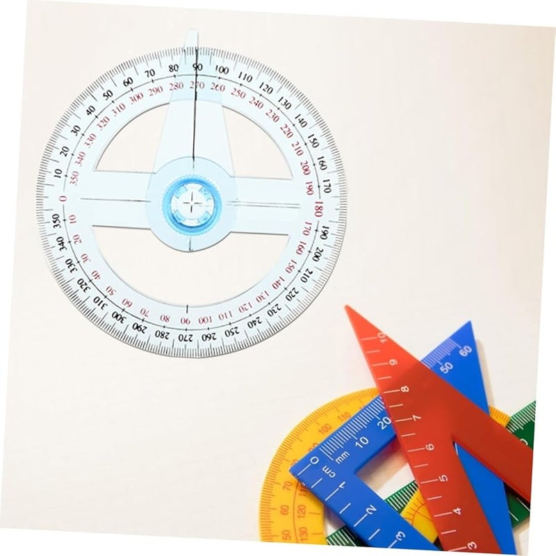 6Pcs Clear Plastic Geometric Protractors with Rotating Arm for Math Drawing Engineering - Image 5