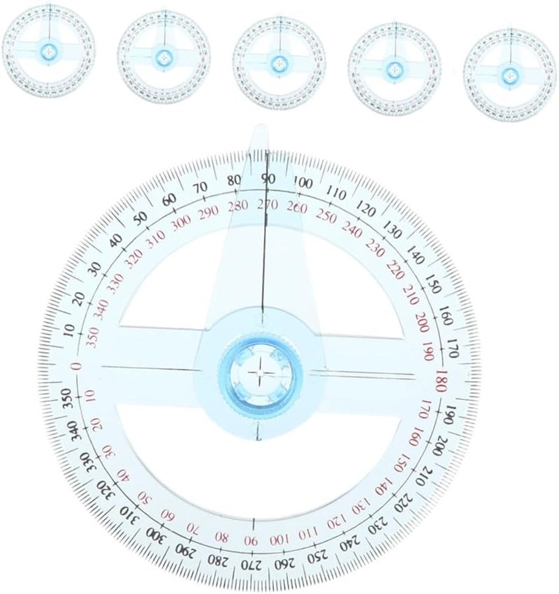 6Pcs Clear Plastic Geometric Protractors with Rotating Arm for Math Drawing Engineering - Image 2