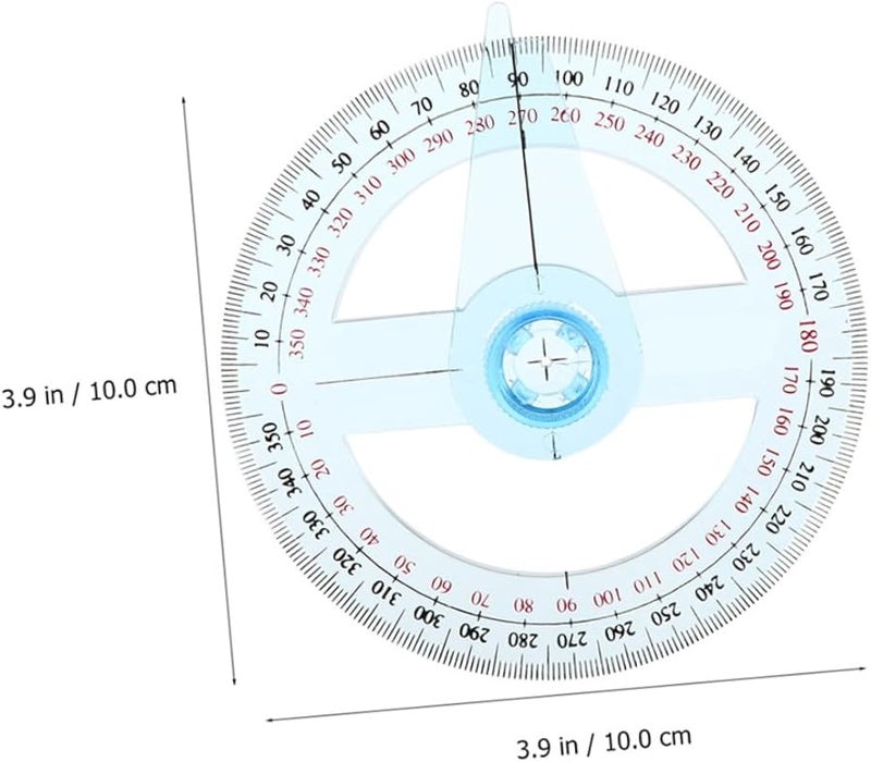 6Pcs Clear Plastic Geometric Protractors with Rotating Arm for Math Drawing Engineering - Image 3