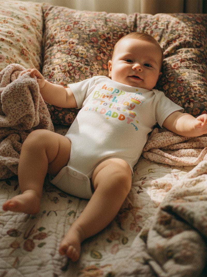 Baby Boys Girls Romper Short Sleeve Round Neck Birthday Cake Letter Print Bodysuit Newborn Fall Playsuit - Image 3