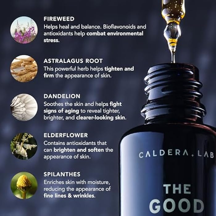 Caldera + Lab The Good | Men's Organic Moisturizing Face Serum for Dry, Sensitive, & Normal Skin – Vegan, Natural & Antioxidant Packed Skincare Facial Oil - Image 3