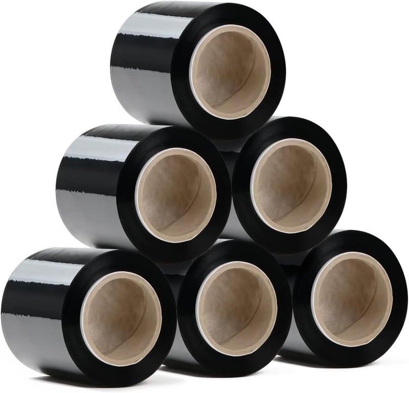 Rago ® Stretch Film Set of 6 Mini Rolls 130 m 6 x 210 g I Black Film for Furniture Stretch Film 130 m I Pallet Film Hand Film Wrap Film (23 x 21 x 8 cm) 130 m Length - Image 1