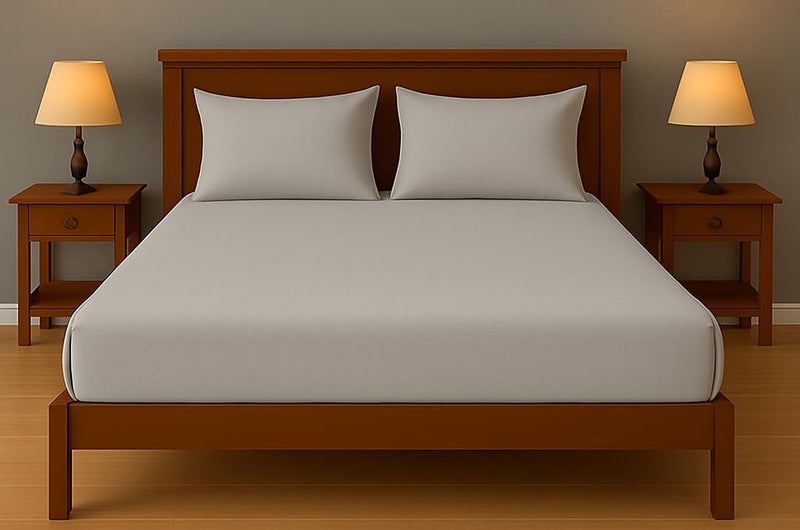 Cotton plain fitted Bed Sheet with 2 Pillowcases (50 x 70 CM), 3 Pieces Bedding - Hotel Luxury Bed Sheets Set (Light Gray, 160 x 200 CM)