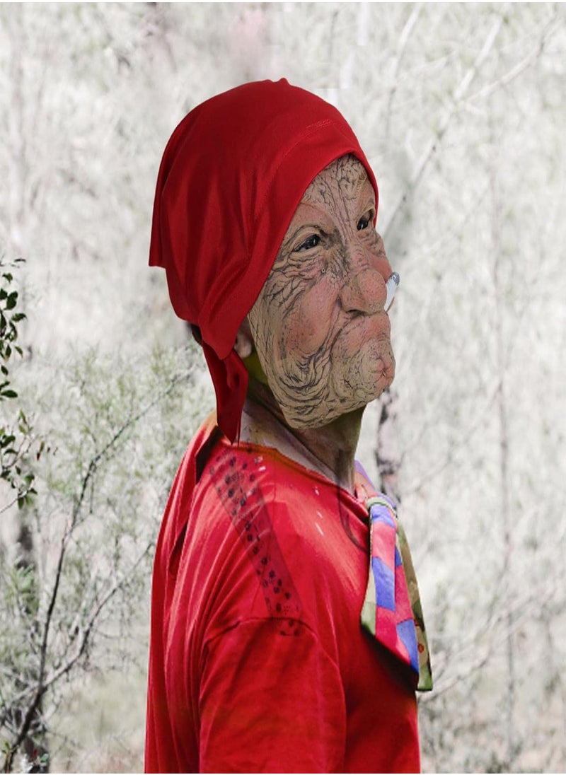 GGOOT - Halloween Head Wear Props - Old Women Grandma Face Cover | Deluxe Novelty Halloween Costume Party Props Latex Grandma Head Cover - Image 1
