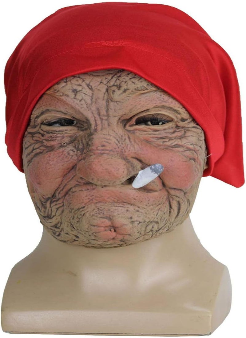 GGOOT - Halloween Head Wear Props - Old Women Grandma Face Cover | Deluxe Novelty Halloween Costume Party Props Latex Grandma Head Cover - Image 1