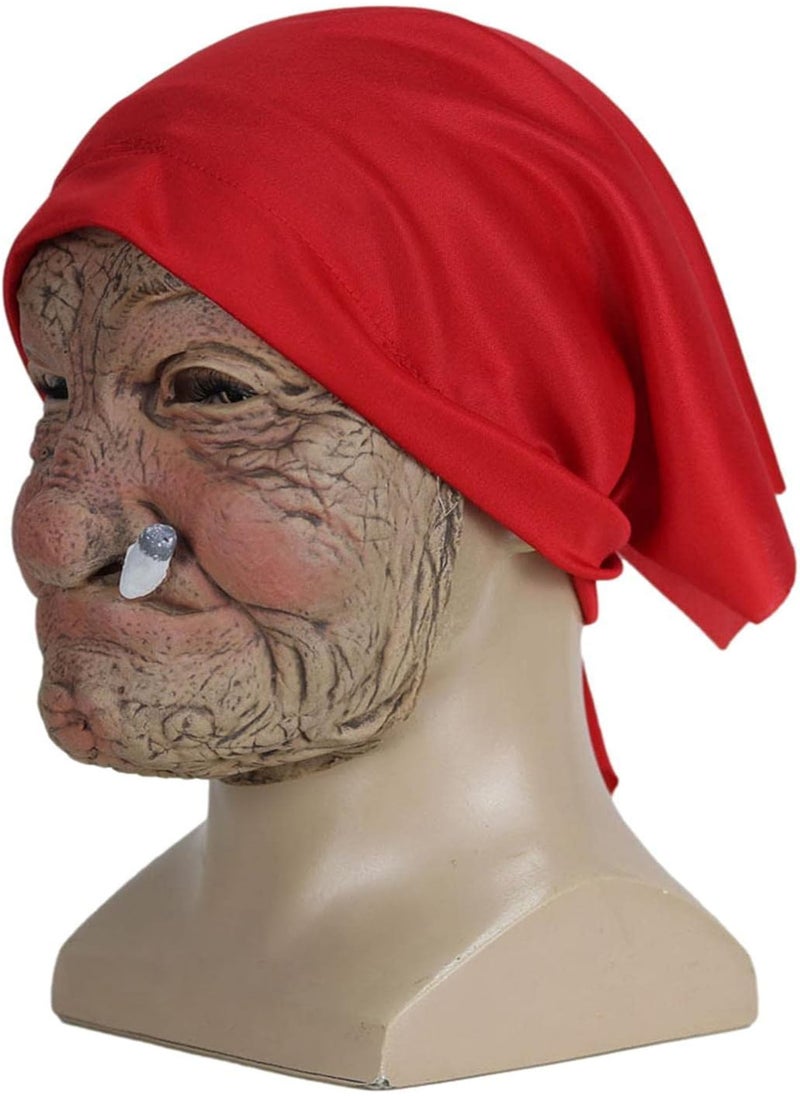 GGOOT - Halloween Head Wear Props - Old Women Grandma Face Cover | Deluxe Novelty Halloween Costume Party Props Latex Grandma Head Cover - Image 1