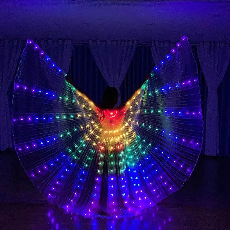 Luminous Butterfly Wings Cloak Belly Dance Performance Props Halloween Christmas Party Costumes Polyester Fiber Macaron Color adult white  - Image 3