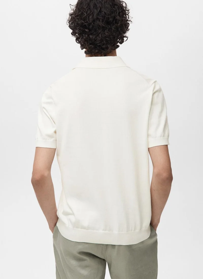 مانجو مان 100% cotton fine-knit polo shirt