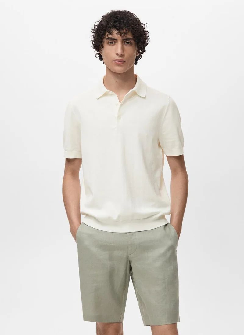 مانجو مان 100% cotton fine-knit polo shirt