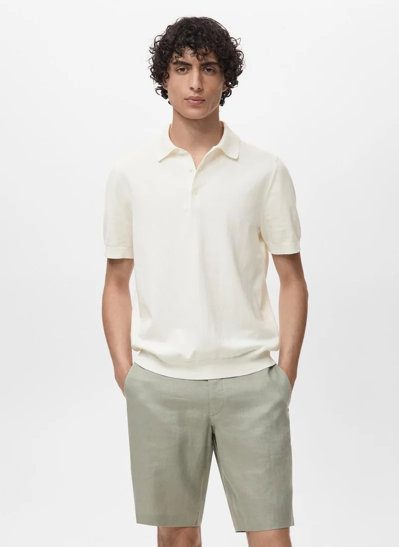 Mango Man 100% cotton fine-knit polo shirt