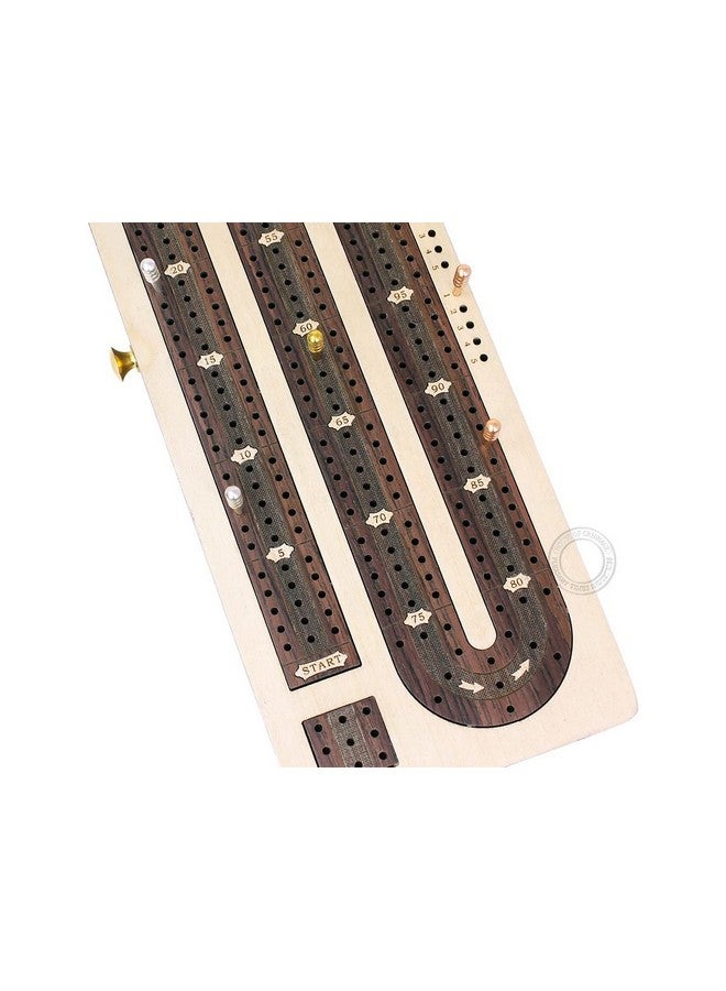House of Cribbage Continuous Cribbage Board / Box Inlaid Rosewood 3 Tracks On Maple Board 12" : Sliding Lid : Drawer - Image 5