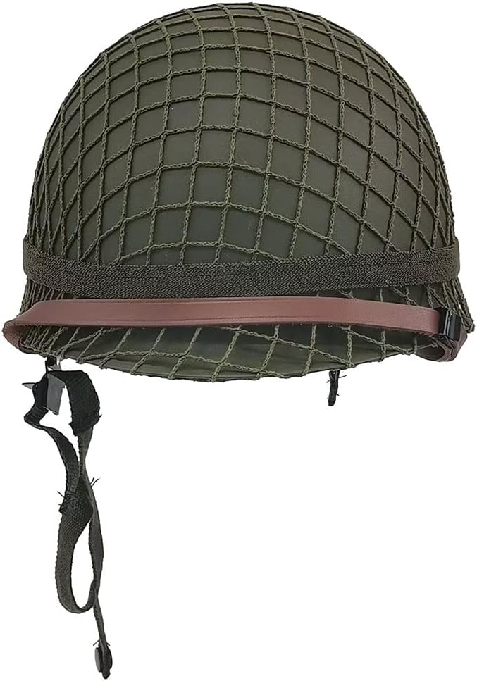 WXKHV WWII US Army M1 Green Helmet Steel Shell with Net/Canvas Chin Strap - Image 2