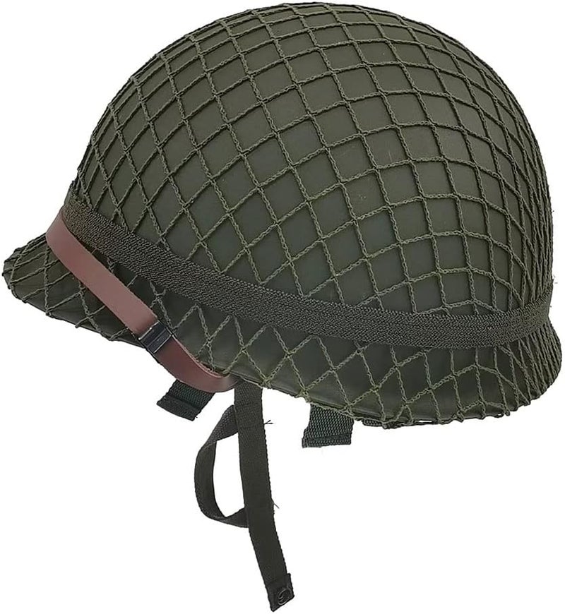 WXKHV WWII US Army M1 Green Helmet Steel Shell with Net/Canvas Chin Strap - Image 4