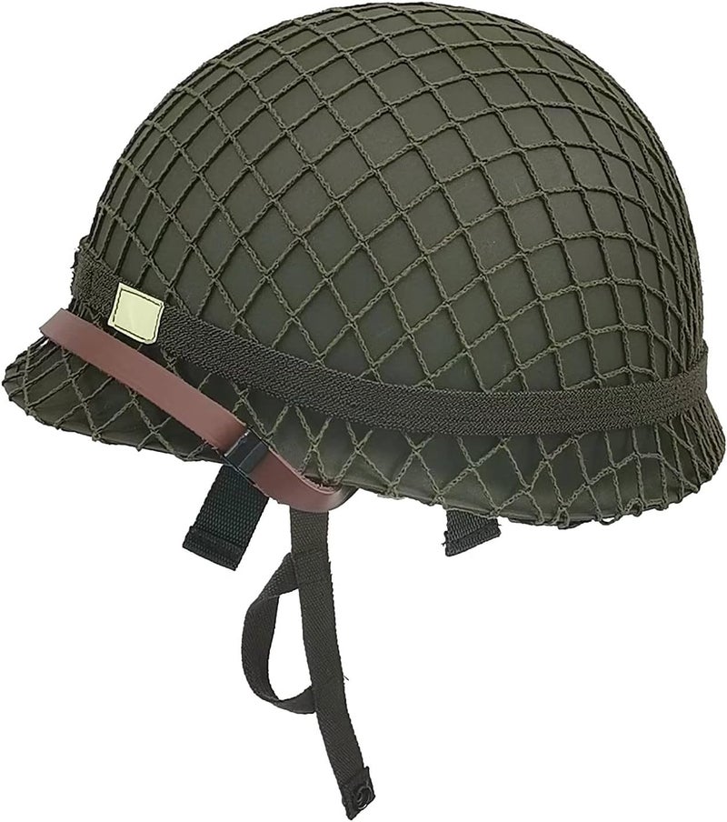 WXKHV WWII US Army M1 Green Helmet Steel Shell with Net/Canvas Chin Strap - Image 1