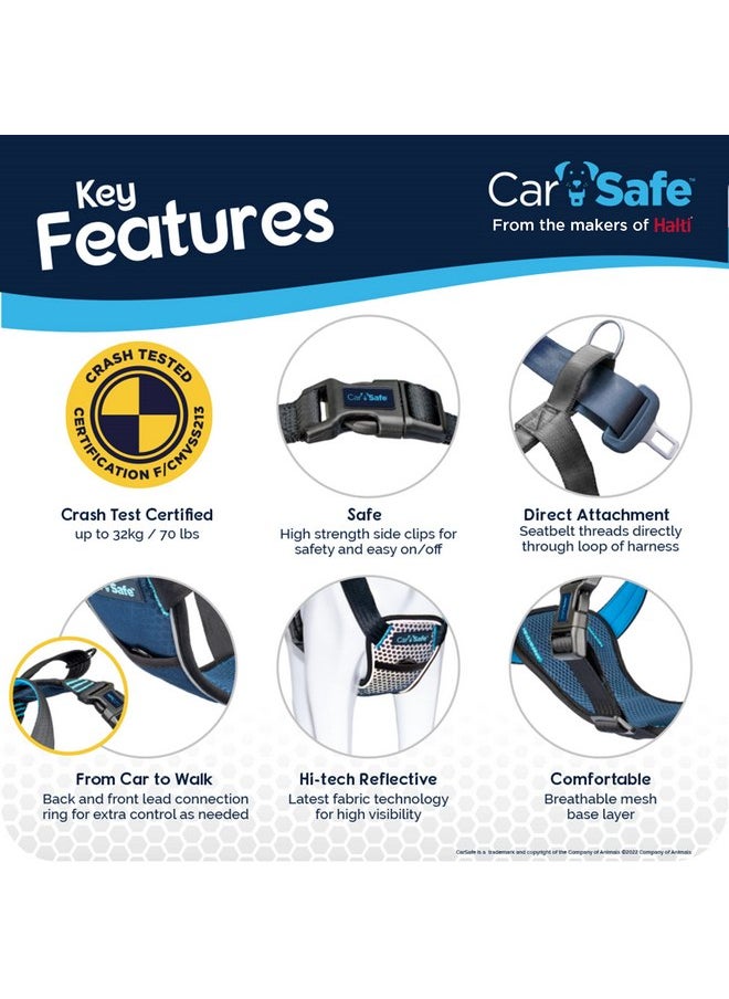 ذا كومباني أوف أنيمالز حزام أمان للكلاب تم اختباره في حالة التصادم من CarSafe - تم اختباره في حالة التصادم حتى 32 كجم/70 رطلاً، آمن للكلب في السيارة، تصميم مريح ومبطن. للكلاب الصغيرة والمتوسطة والكبيرة (الحجم المتوسط)  - Image 4