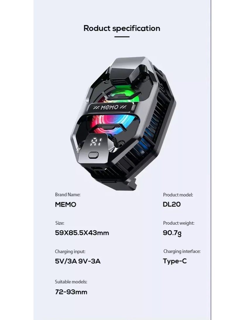 Memo MEMO DL20 Phone Cooler for Gaming and  Display  Phone Radiator - Image 3