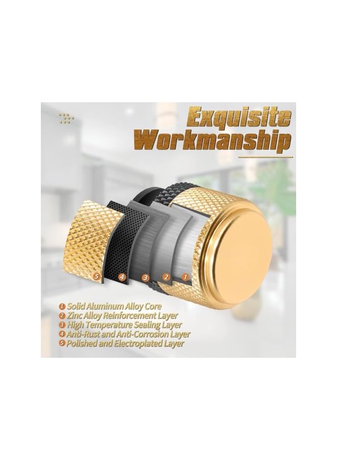 promass 12 Pack Knurled Cabinet Knobs, Kitchen Cabinet Knobs, Modern Decorative Drawer Knobs, Modern Dresser Knobs Knurled Cabinet Hardware - 1 Inchfor Kitchen Bedroom Cupboard, Black & Gold - Image 2