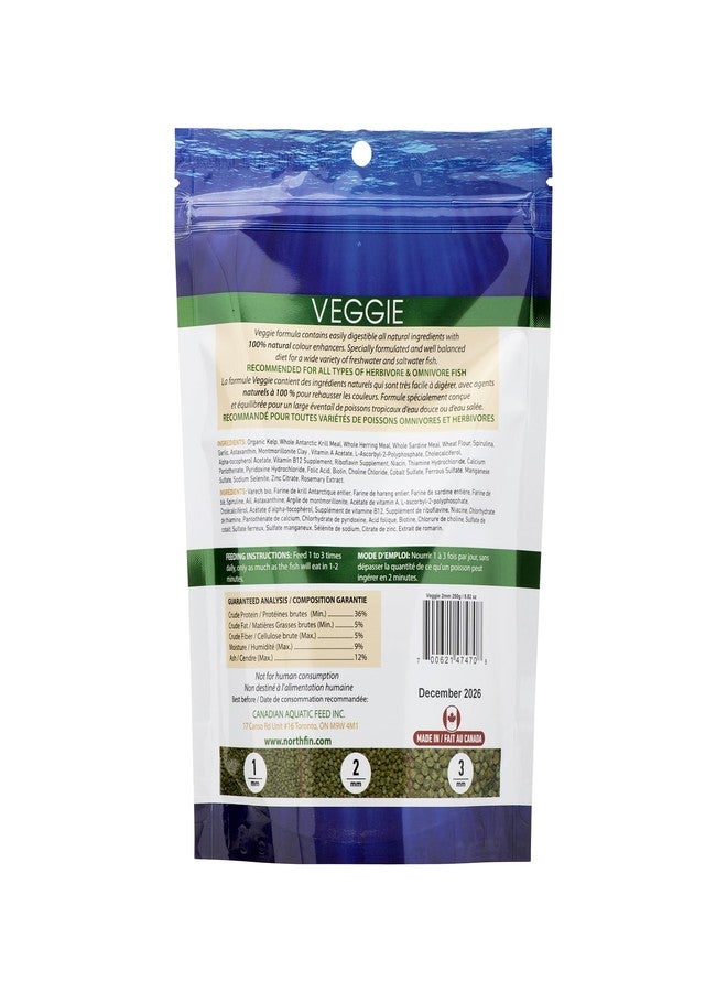 Northfin Veggie Fish Food Formula - Slow Sinking Pellets for Herbivorous Fish (2mm, 250g) | Premium Organic Kelp-Based Diet with Spirulina & Astaxanthin for Enhanced Color & Digestive Health - Image 3