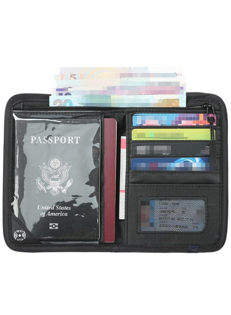 Passport Holder, Family Passport Wallet for Women Travel, Mini Passport Holder Neck Pouch for Men, Foldable Passport Cover with Zipper for Crossbody Use  - Image 2