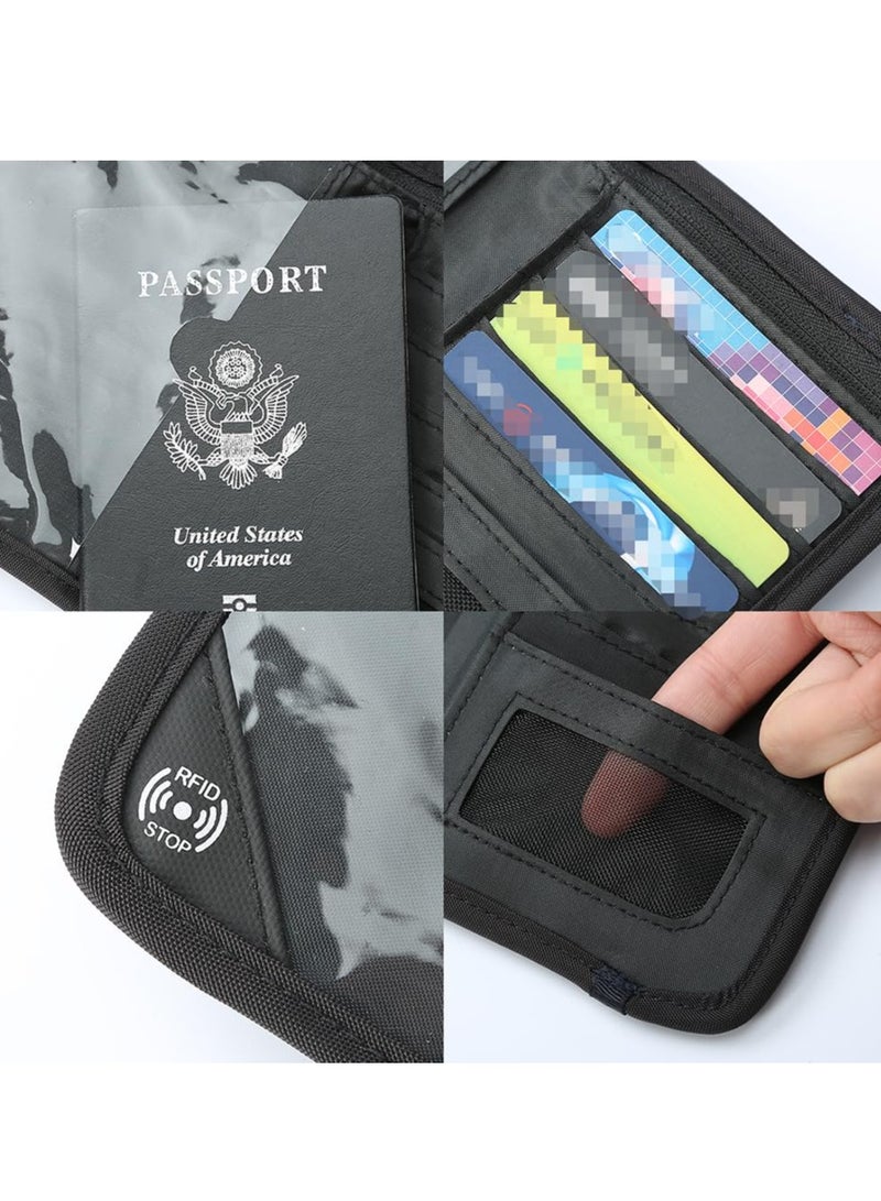 Passport Holder, Family Passport Wallet for Women Travel, Mini Passport Holder Neck Pouch for Men, Foldable Passport Cover with Zipper for Crossbody Use  - Image 3