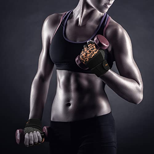 RYMNT Workout Gloves with Weight Lifting Wrist Wrap,Vented Cushioned Palm & Extra Grip for Men Women Gym,Weightlifting,Fitness Training,Fitness,Exercise,WODs,Pullups.Leopard-Large - Image 5