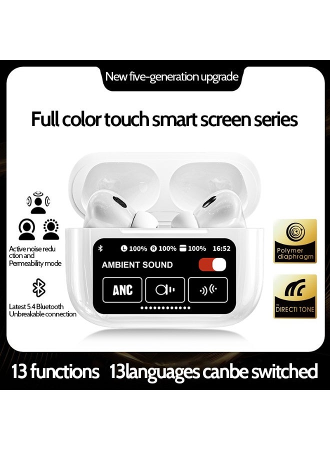 A9 Pro Smart Full Color Touch Screen Wireless Earbuds with ANC+ENC Noise Cancelling Bluetooth 5.4 Hi-Fi Sound Sport Headphones - Image 1