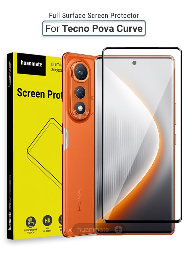 huanmate Tecno Pova Curve Screen Protector – Premium Edge to Edge Tempered Glass, High Transparency, Delicate Touch, Anti-Explosion, Smooth Arc Edges, Easy Installation - Image 1