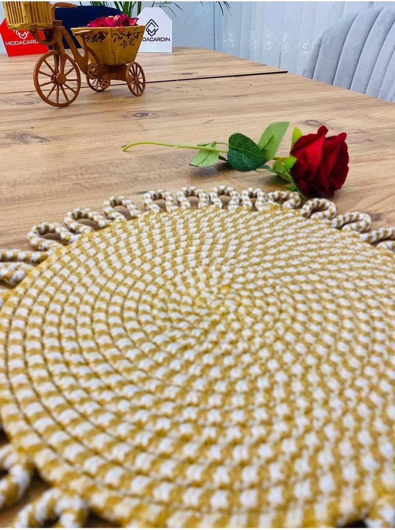 BDZ Deri BDZ Leather Wicker Jute Presentation Plate Mat American Service