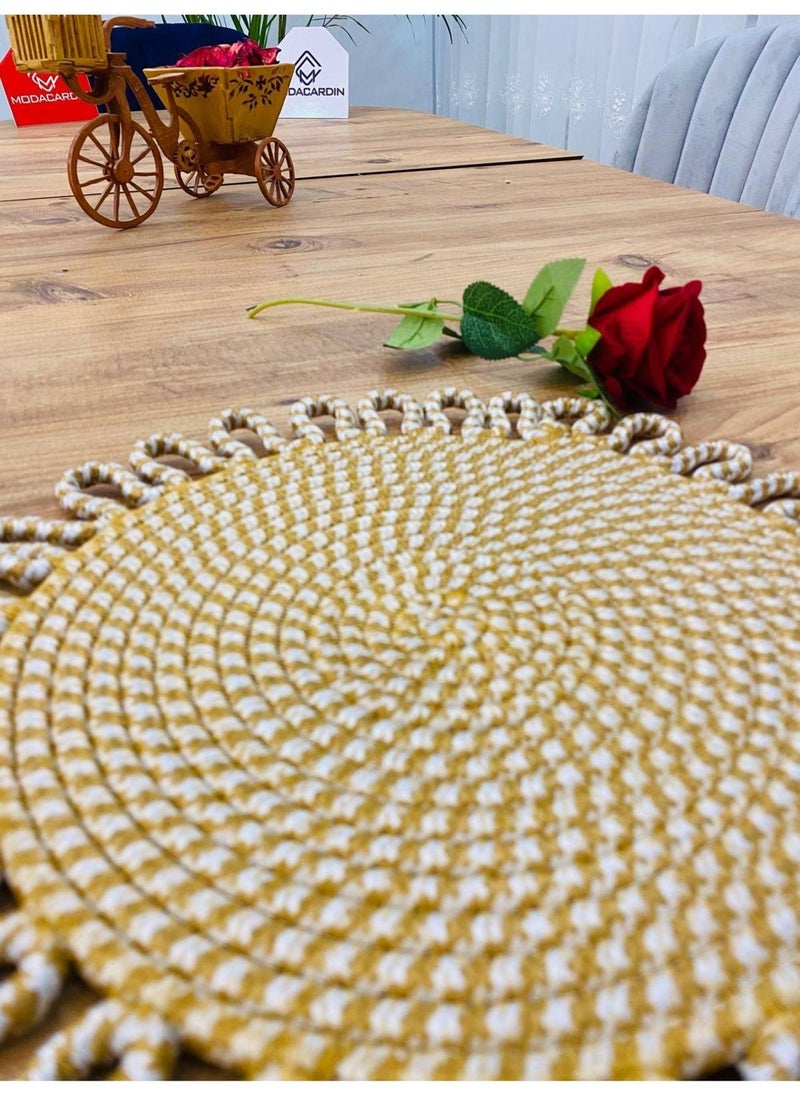 BDZ Deri BDZ Leather Wicker Jute Presentation Plate Mat American Service  - Image 4