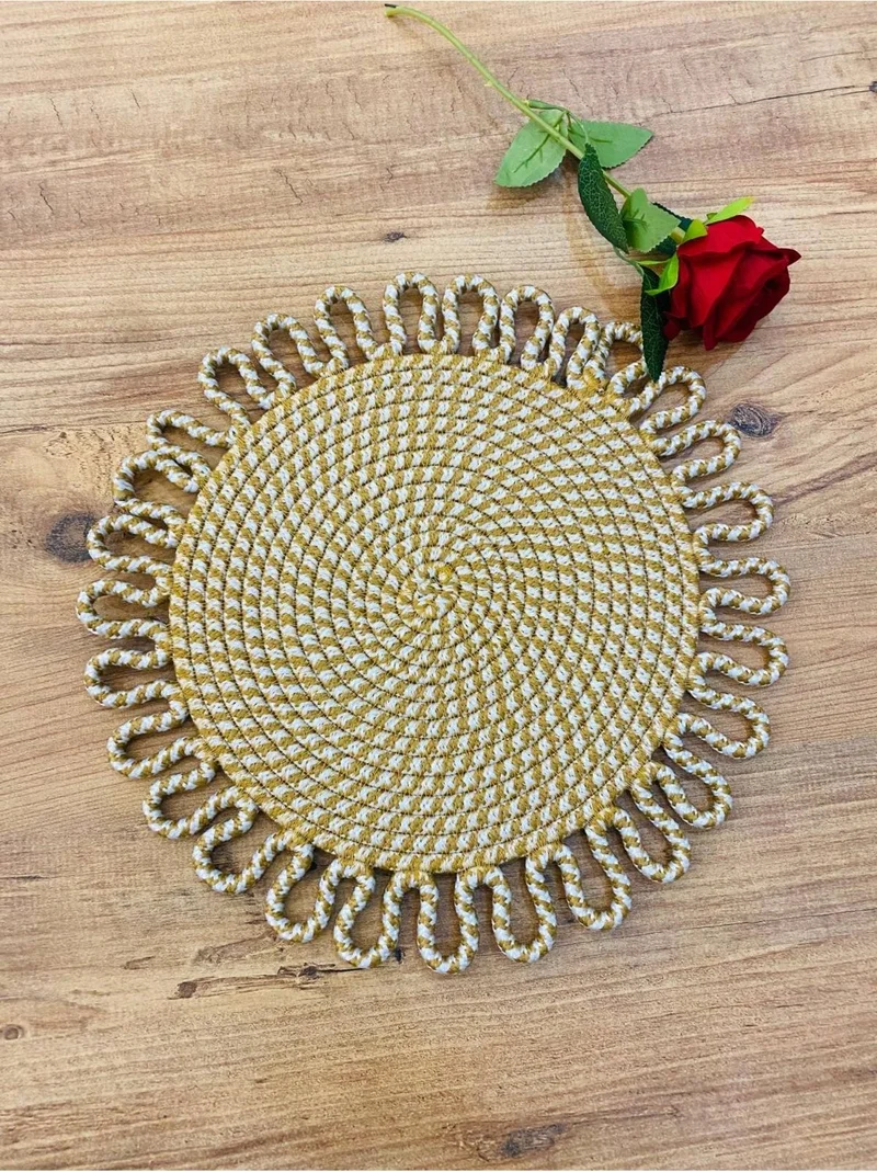 BDZ Deri BDZ Leather Wicker Jute Presentation Plate Mat American Service