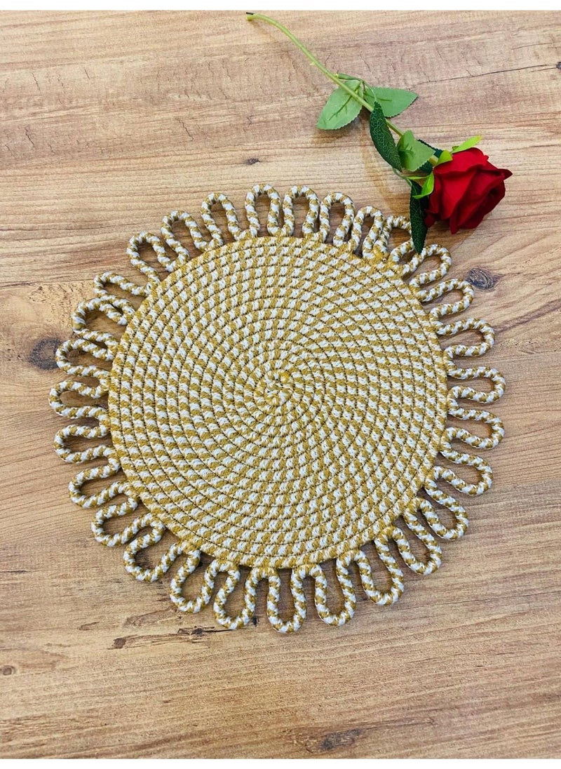BDZ Deri BDZ Leather Wicker Jute Presentation Plate Mat American Service  - Image 1