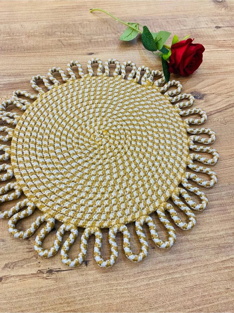BDZ Deri BDZ Leather Wicker Jute Presentation Plate Mat American Service