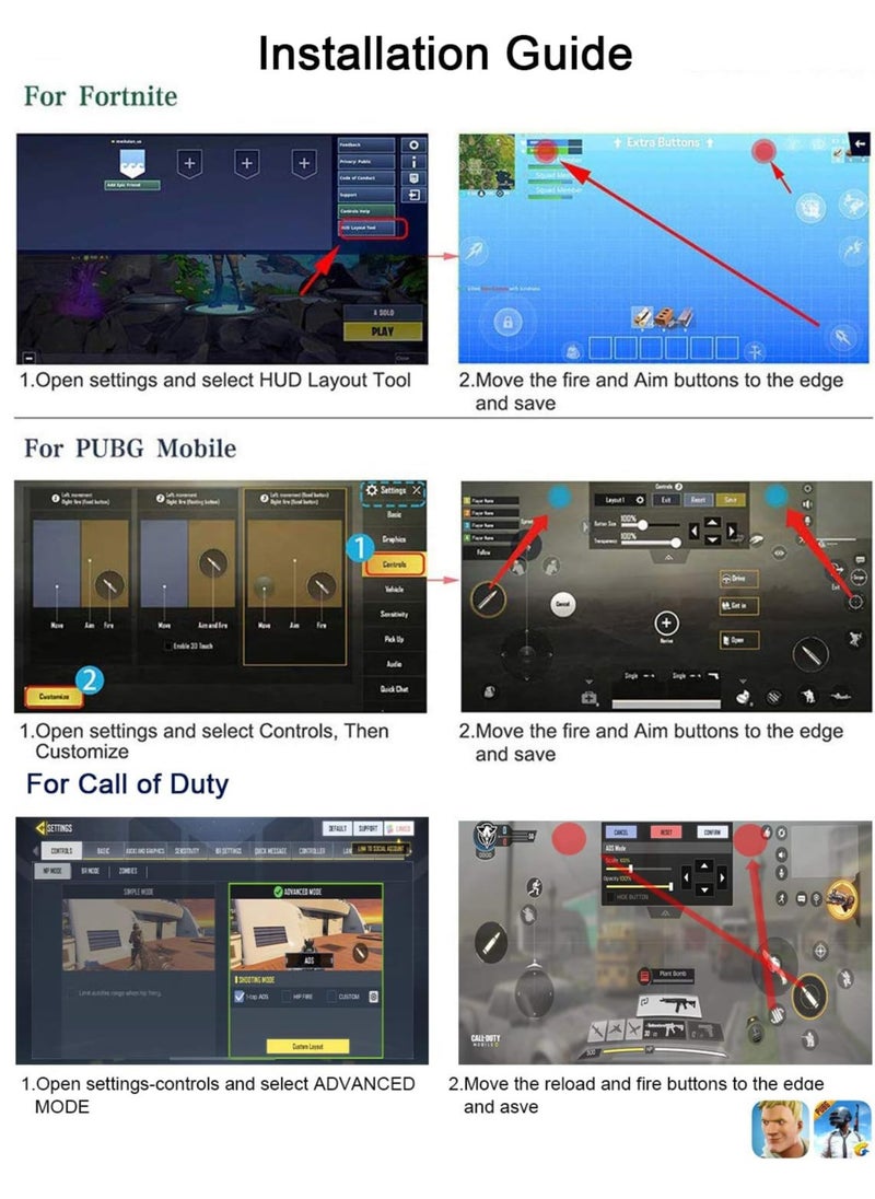جنرال - K21 Mobile Game Controller for PUBG/Call of Duty/Fortnite, aim Trigger Fire ons L1R1 Shooter Sensitive Joystick, Gamepad for 4.7-6.5 inch iPhone  Android Phone - Image 1