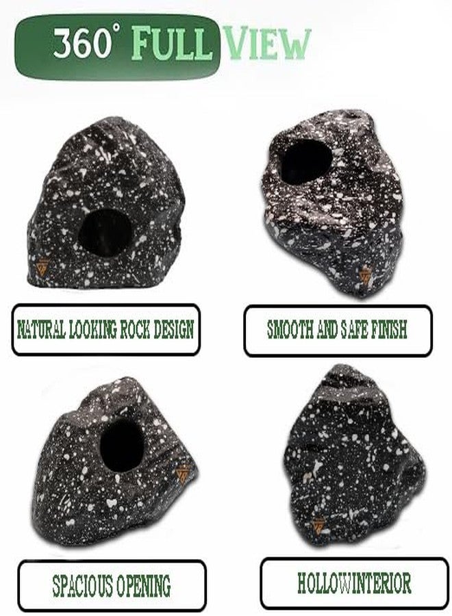 GIG BAZAAR Aquarium Stone Shelter Rock Cave Hideaway, Speckled Granite Design, Hidden Space for Fish and Shrimp Shelter, Tank Decoration Ornament Accessories (Black) - Image 3