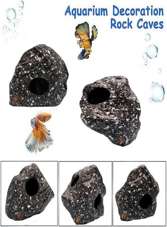 GIG BAZAAR Aquarium Stone Shelter Rock Cave Hideaway, Speckled Granite Design, Hidden Space for Fish and Shrimp Shelter, Tank Decoration Ornament Accessories (Black) - Image 5