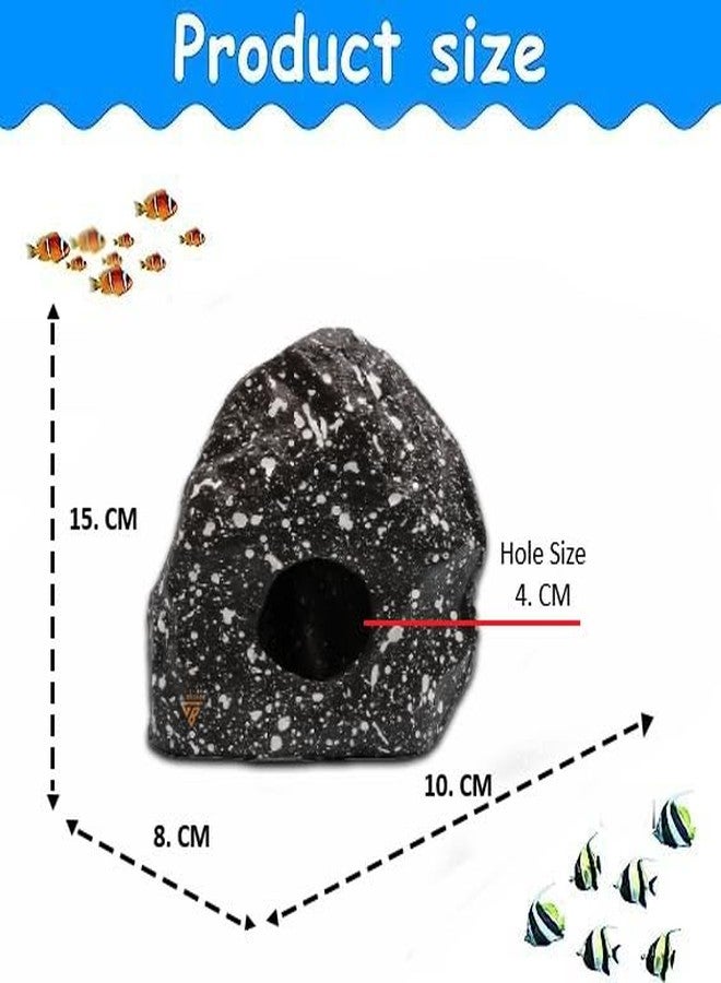 GIG BAZAAR Aquarium Stone Shelter Rock Cave Hideaway, Speckled Granite Design, Hidden Space for Fish and Shrimp Shelter, Tank Decoration Ornament Accessories (Black) - Image 4