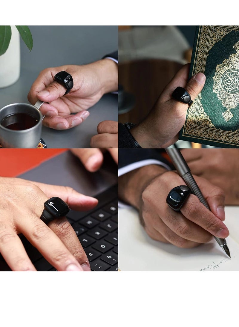 حلقة تسبيح ذكية مقاس 20 ملم و22 ملم مقاومة للماء مع تذكير بالاهتزاز وعداد تسبيح واتصال بلوتوث و5 تذكيرات يومية للصلاة - Image 3