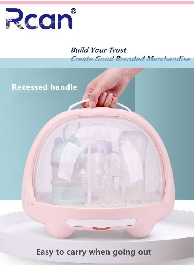 Rcan - Baby Bottle Storage Box With Lid Can Be Drained Brying Rack Baby Tableware Dust proof Detachable Storage Box Home - Image 1