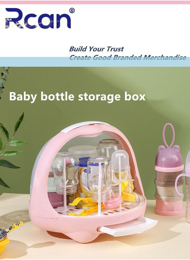Rcan - Baby Bottle Storage Box With Lid Can Be Drained Brying Rack Baby Tableware Dust proof Detachable Storage Box Home - Image 1