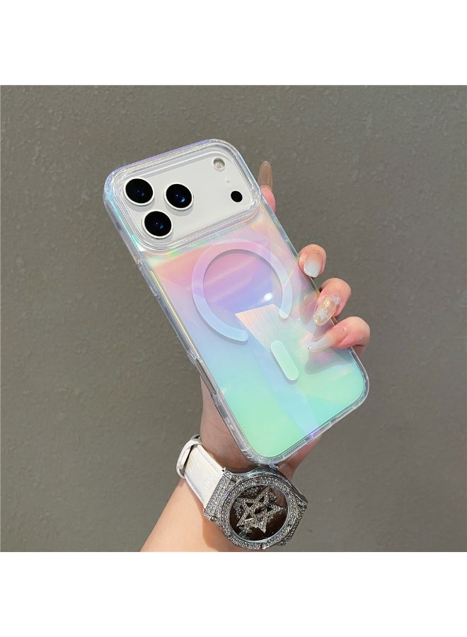Suitable for iPhone 17 Pro Max transparent magnetic protective case, color plated - Image 5