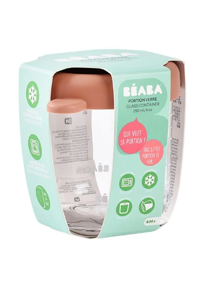 BEABA Glass Baby Food Storage Jars With Airtight Lid, Terracotta, 250 ML