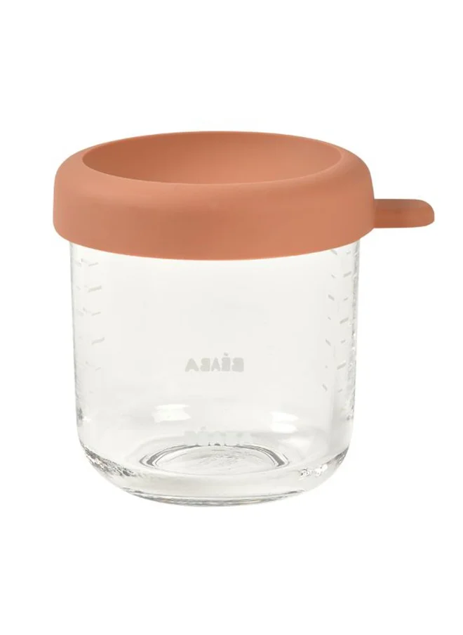 BEABA Glass Baby Food Storage Jars With Airtight Lid, Terracotta, 250 ML