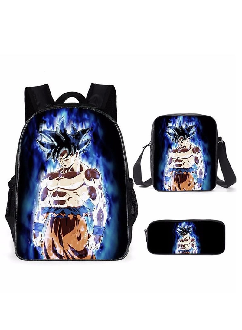 Anime cartoon Dragon Ball large capacity backpack for primary and secondary school students, backpack, shoulder bag, pencil case, 3-piece set for both men and women  - Image 1