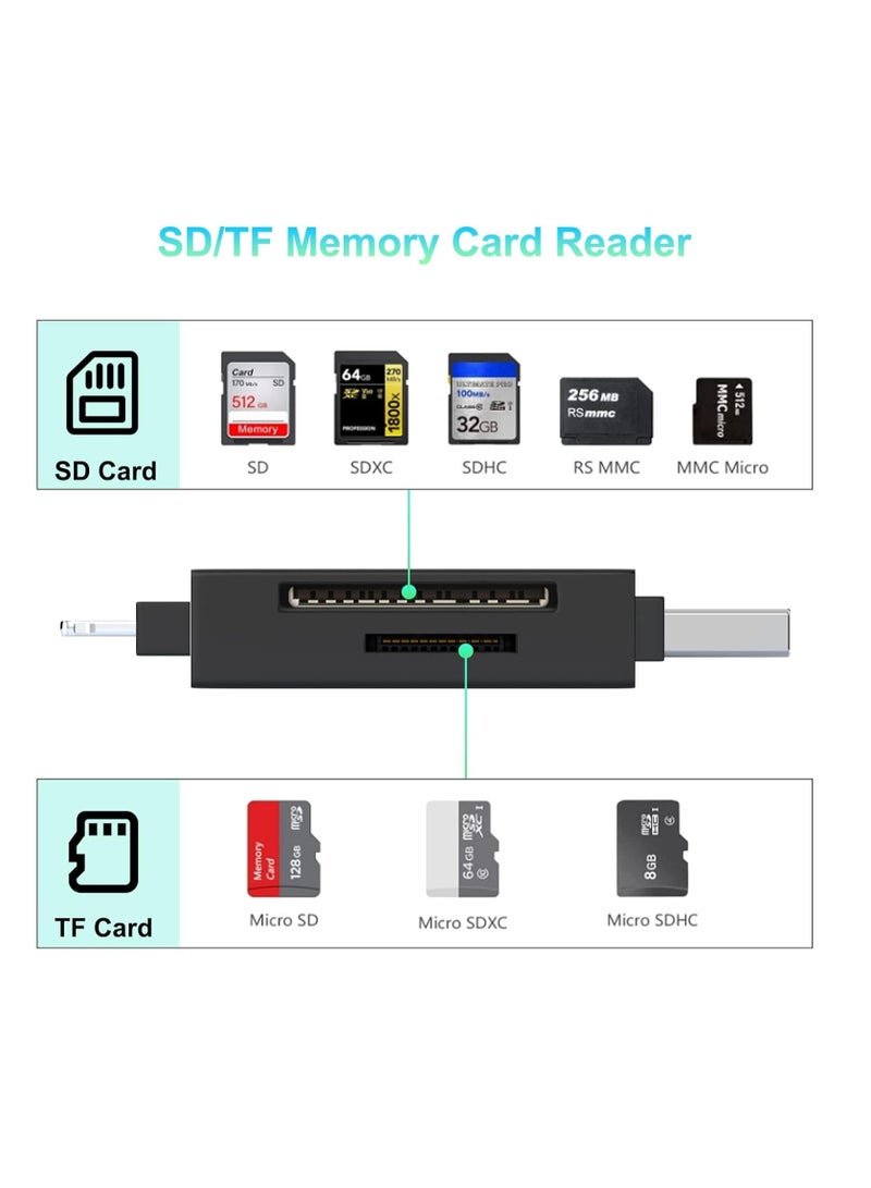 SYOSI 4 in 1 SD Card Reader for iPhone ipad Android Mac PC Camera Micro SD Card Reader SD Card Adapter Portable Memory Card Reader Trail Camera Viewer Compatible for SD and TF Card - Image 2