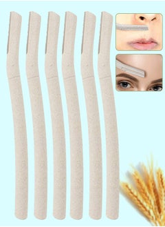 6 Pcs Eyebrow Razor Set Face Razor Eyebrow Shaper Recycled Wheat Straw Material Face Facial Razors Biodegradable Eyebrow Razor Eco Friendly Facial Hair Remover Stainless Steel Brow Razor