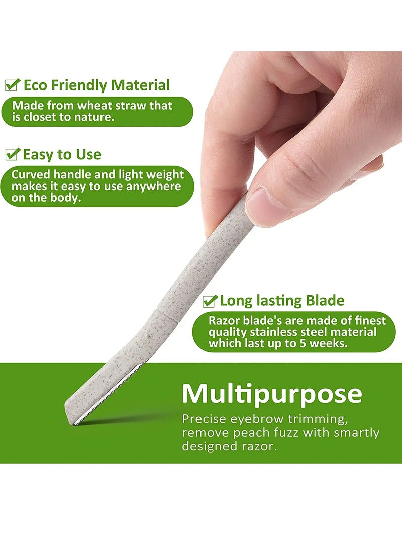 Kanza - 6 Pcs Eyebrow Razor Set Face Razor Eyebrow Shaper Recycled Wheat Straw Material Face Facial Razors Biodegradable Eyebrow Razor Eco Friendly Facial Hair Remover Stainless Steel Brow Razor - Image 1