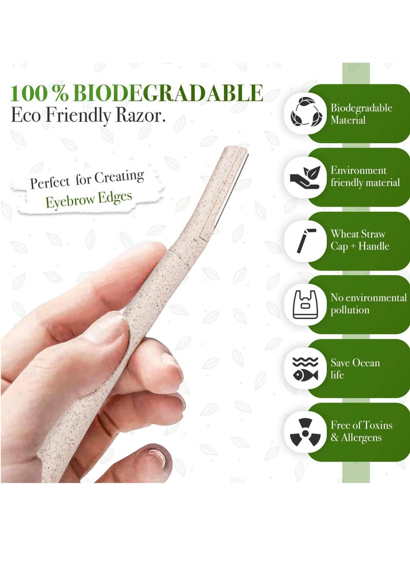 Kanza - 6 Pcs Eyebrow Razor Set Face Razor Eyebrow Shaper Recycled Wheat Straw Material Face Facial Razors Biodegradable Eyebrow Razor Eco Friendly Facial Hair Remover Stainless Steel Brow Razor - Image 1